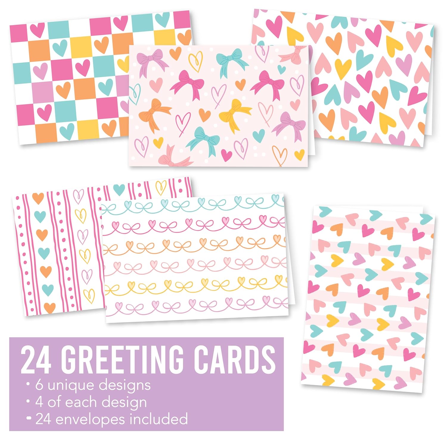 Blank Cards And Envelopes 4X6 – 24 Greeting Blank Notecards With Envelopes Bulk, Happy Valentines Cards For Kids Classroom, Valentines Day Greeting Card, Designed In Usa