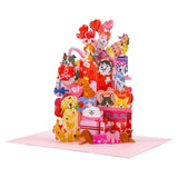Loved Gift Dogs Pop Up Card, 7 Inches Cute 3D Greeting Card With Heart Balloons, Gift Boxes, Adorable Card For Her, Valentine’S Day, Birthday, Anniversary, Includes Envelope & Message Note