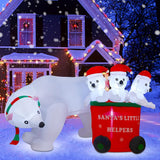 7 Ft Christmas Inflatables Polar Bear With Santa Hat, Christmas Bear Blow Up Outdoor Decorations For Lawn Garden Yard Xm