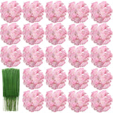 28 Pcs Silk Hydrangea Flowers Artificial Flowers 7 Inch Hydrangea Head With Stem, Used For Home Wedding Party Decoration (Dark Pink)