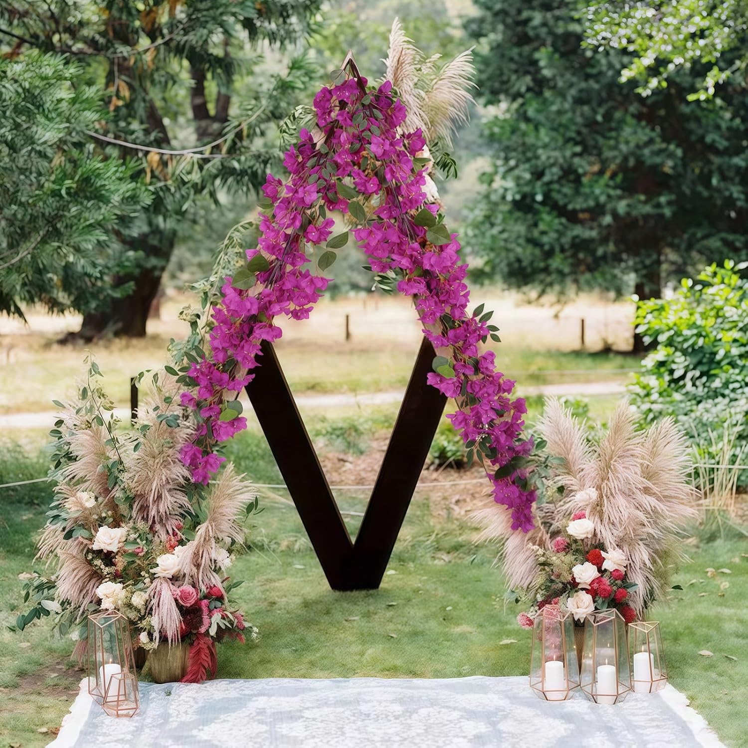 Purple Bougainvillea Artificial Flowers Garland 5.9Ft Bloom Faux Bougainvillea Artificial Vine Flowers For Centerpieces Table Runner Wedding Arch Wall Decorations (Purple)