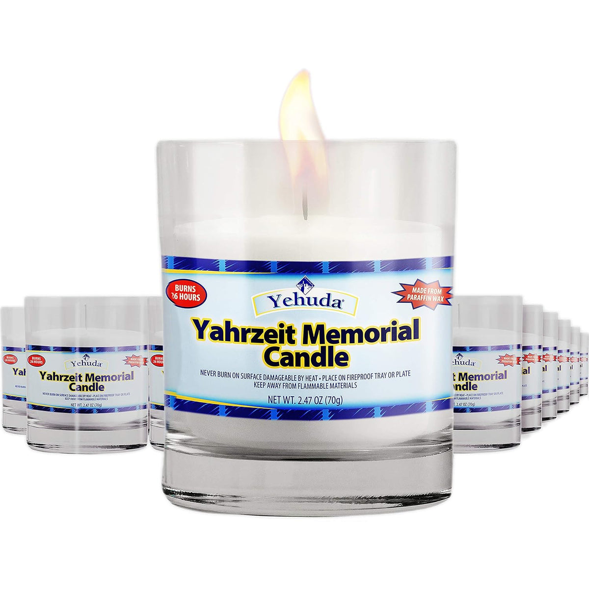 , Yahrzeit Memorial Candle, Glass Tumbler (24 Pack) 24 Hour Candles | Yom Kippur Candles | Perfect For Blackouts, Storms & Hurricanes