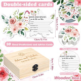 Rose 50 Pcs Floral Advice And Wishes Bridal Shower Cards For The Mr And Mrs Bridal Shower Games Cards With Advice And 1 Pack Keepsake Box For Guests Wedding Bride Groom Party Decorations