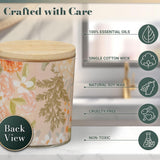 Natural Soy Wax Essential Oil Infused Scented Glass Jar Candle For Women: Wildflowers Grow Inspiring Scripture, Wood Lid, Clean Cotton Wick, Pink Florals, Honeycrisp Orange Scent