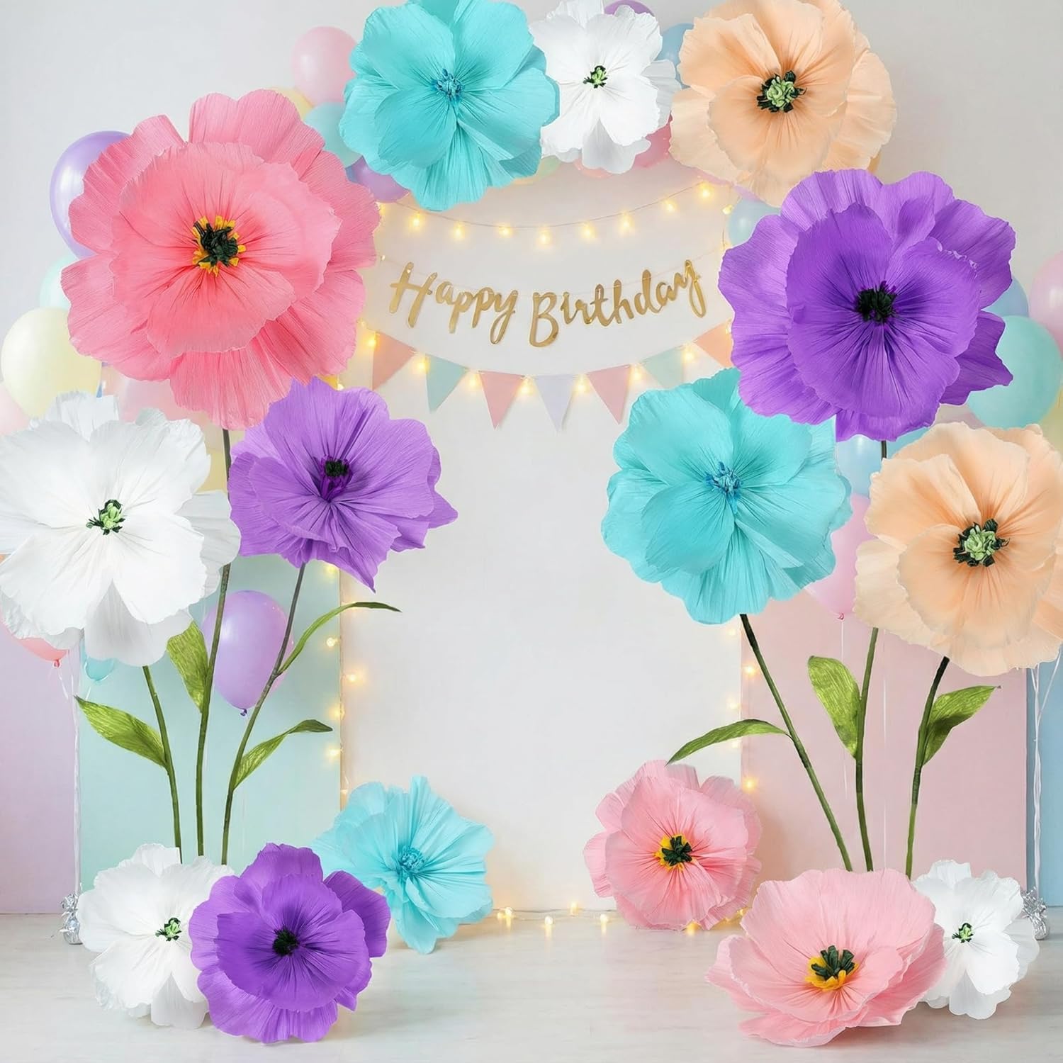12 Pcs Giant Paper Flowers Decorations For Wall 20" 12" 3D Artificial Flowers For Wedding Backdrop Baby Shower Bridal Shower Birthday Party Banquet Nursery Home Decor Photography Props
