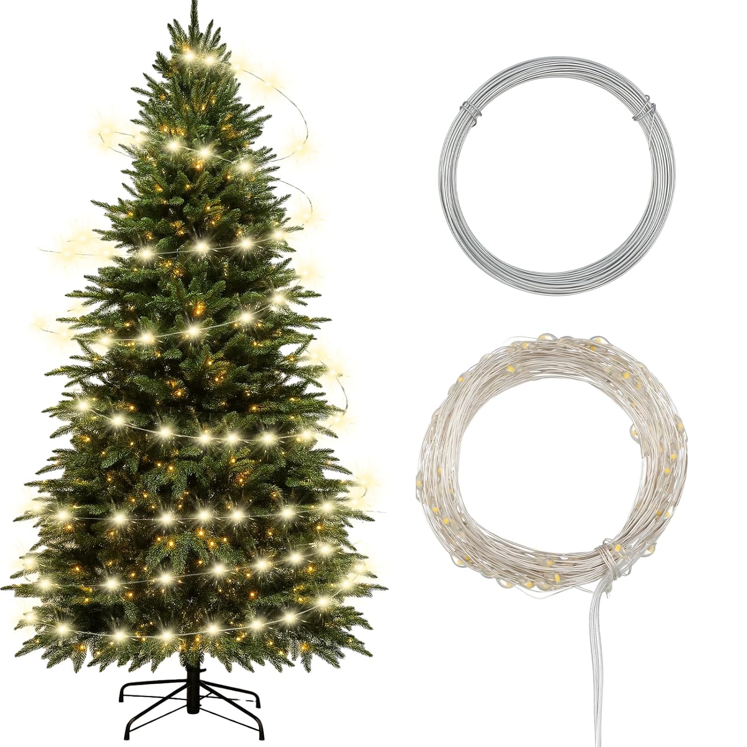 Christmas Lights 33Ft 100 Led Warm String Fairy Twinkle Lights With Flexible Iron Wire For Indoor Outdoor Christmas Tree