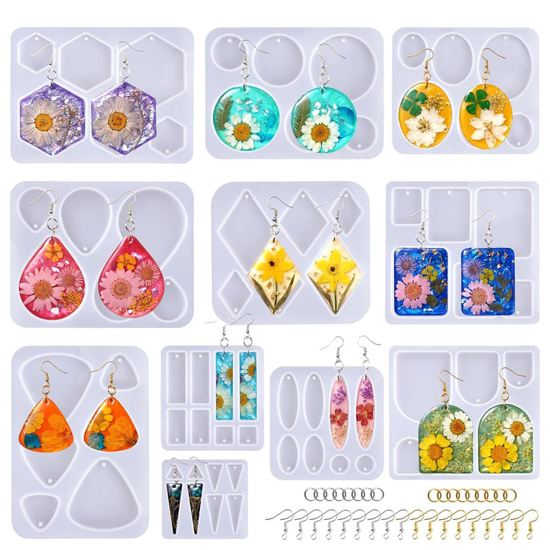 Resin Earring Mold, 171 Pcs Resin Jewelry Molds Making Kit With 11 Pack Variety Shape Silicone Molds, Earring Molds For Epoxy, Pendant, Earrings, Necklace, Keychains