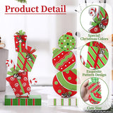 2 Pcs Christmas Table Decorations 5.9 Inch Wooden Xmas Centerpieces Red Green Gifts Box And Ball Ornaments Shape Christmas Signs Tabletop With Bells For Table Shelf Fireplace Holiday