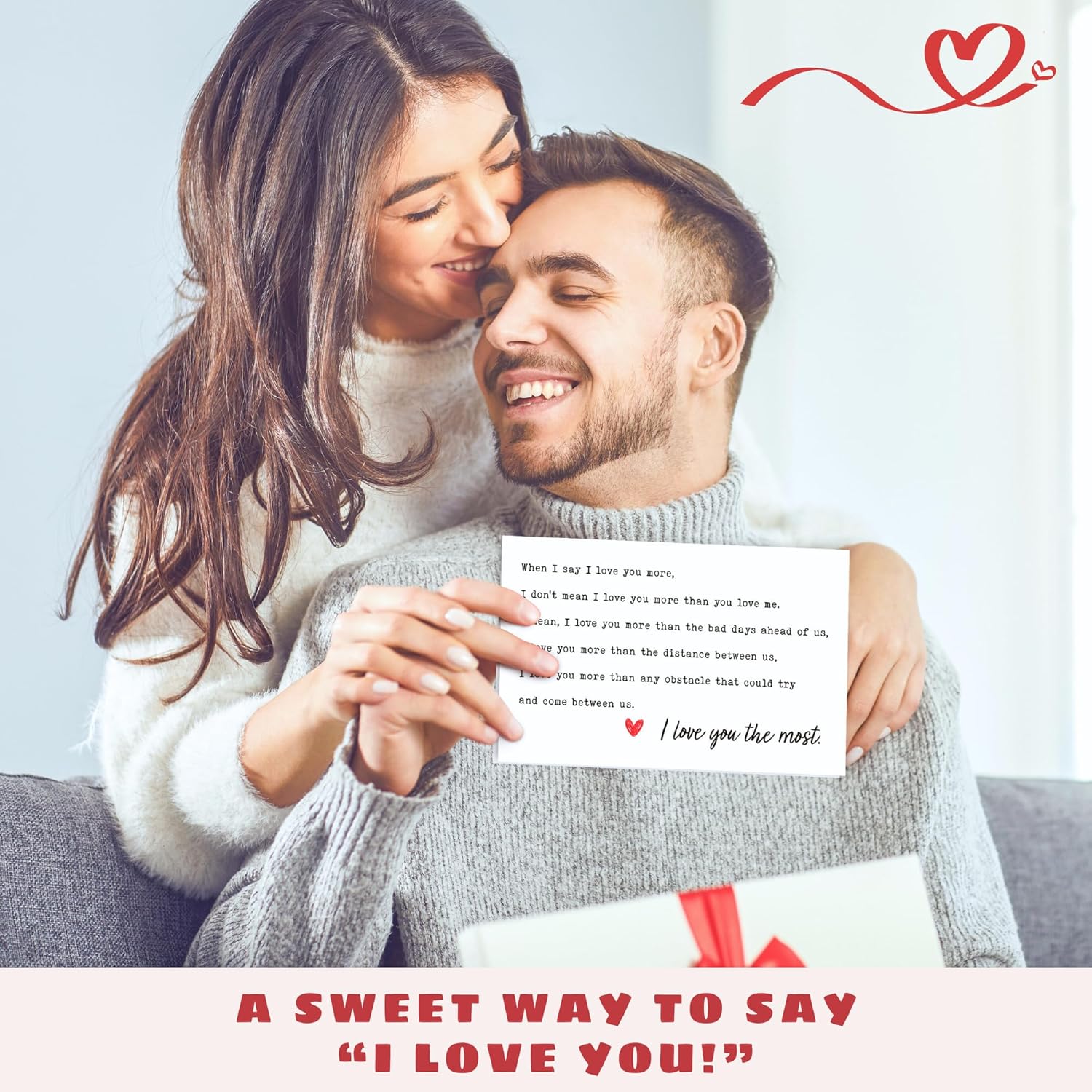 Anniversary Card For Him, Her, Boyfriend, Girlfriend, Husband, Wife, Men, Women, Couple - Anniversary Birthday Gifts For Couples - Single 5.3''X 8'' Folded Card With Red Envelope