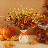 12 Pack Fall Flowers, Artificial Autumn Floral Berry Picks Forsythia Stem For Thanksgiving Harvest Bouquet Floral Arrangements Garland Table Centerpieces Home Decor