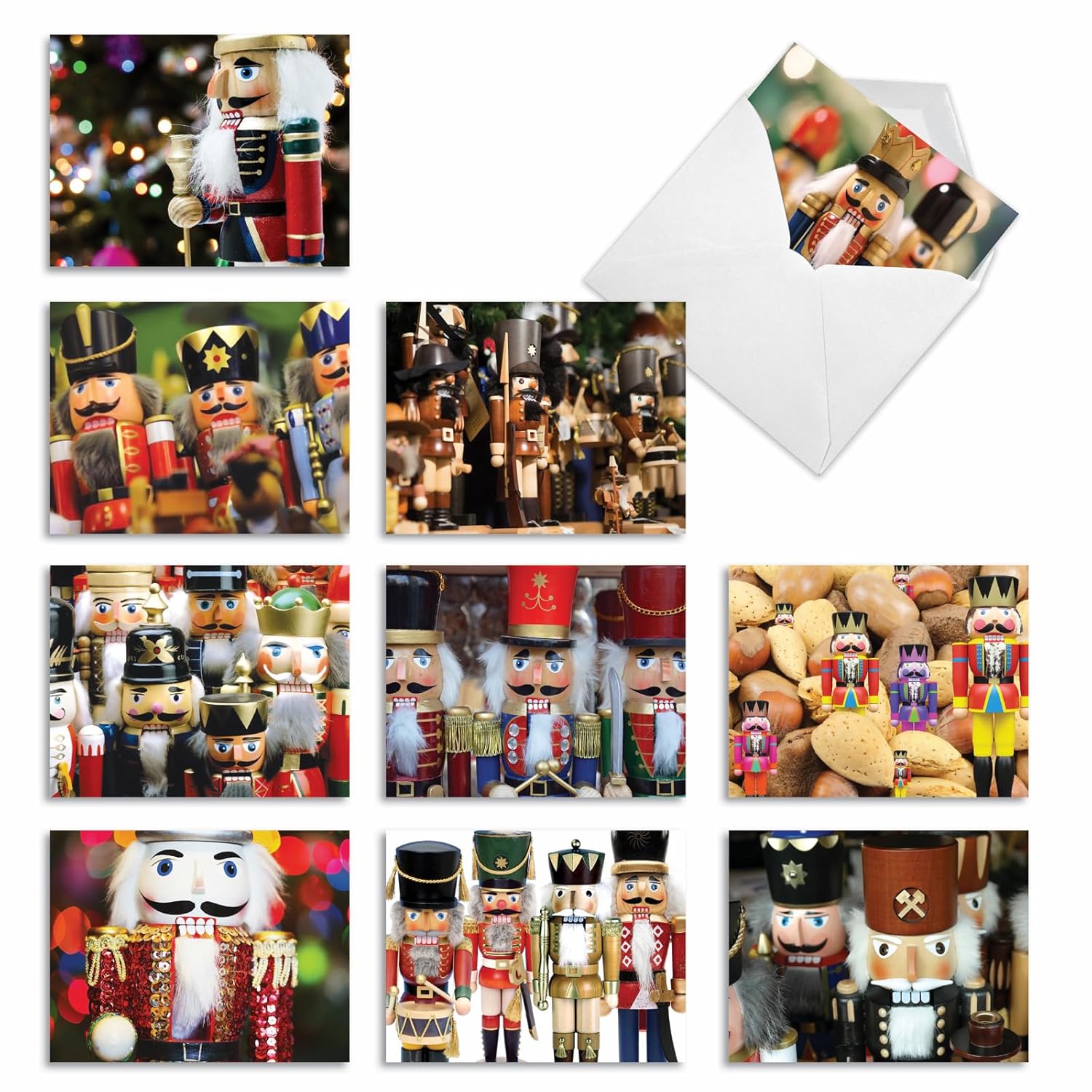 - 10 Beautiful Christmas Note Cards (4 X 5.12 Inch) - Ornament Photos, Boxed Cards With Envelopes (Not Foil, Sparkled, Or 3D) - Merry Crackers M2269