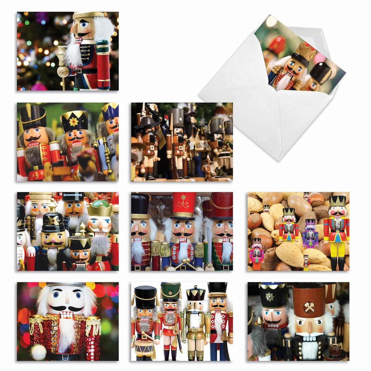 - 10 Beautiful Christmas Note Cards (4 X 5.12 Inch) - Ornament Photos, Boxed Cards With Envelopes (Not Foil, Sparkled, Or 3D) - Merry Crackers M2269