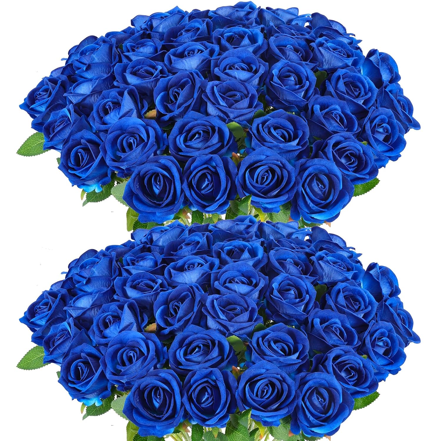 50 Artificial Roses In Bulk, Fake Silk Roses Realistic Blue Roses For Wedding Centerpieces Flower Arrangement Home Decor (50, Blue)