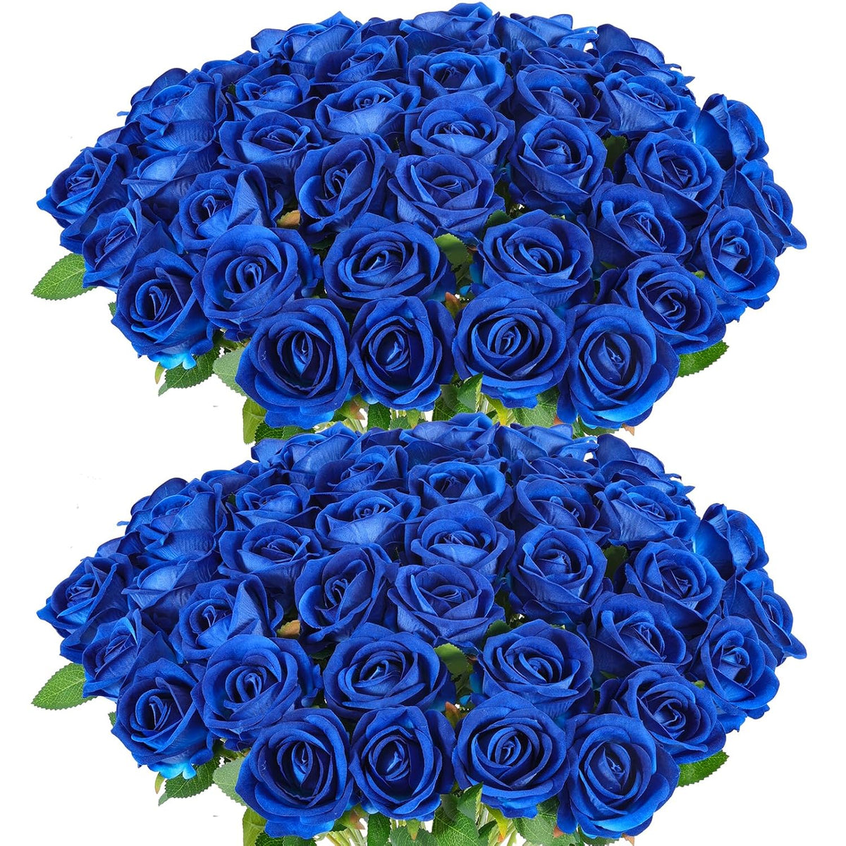 50 Artificial Roses In Bulk, Fake Silk Roses Realistic Blue Roses For Wedding Centerpieces Flower Arrangement Home Decor (50, Blue)