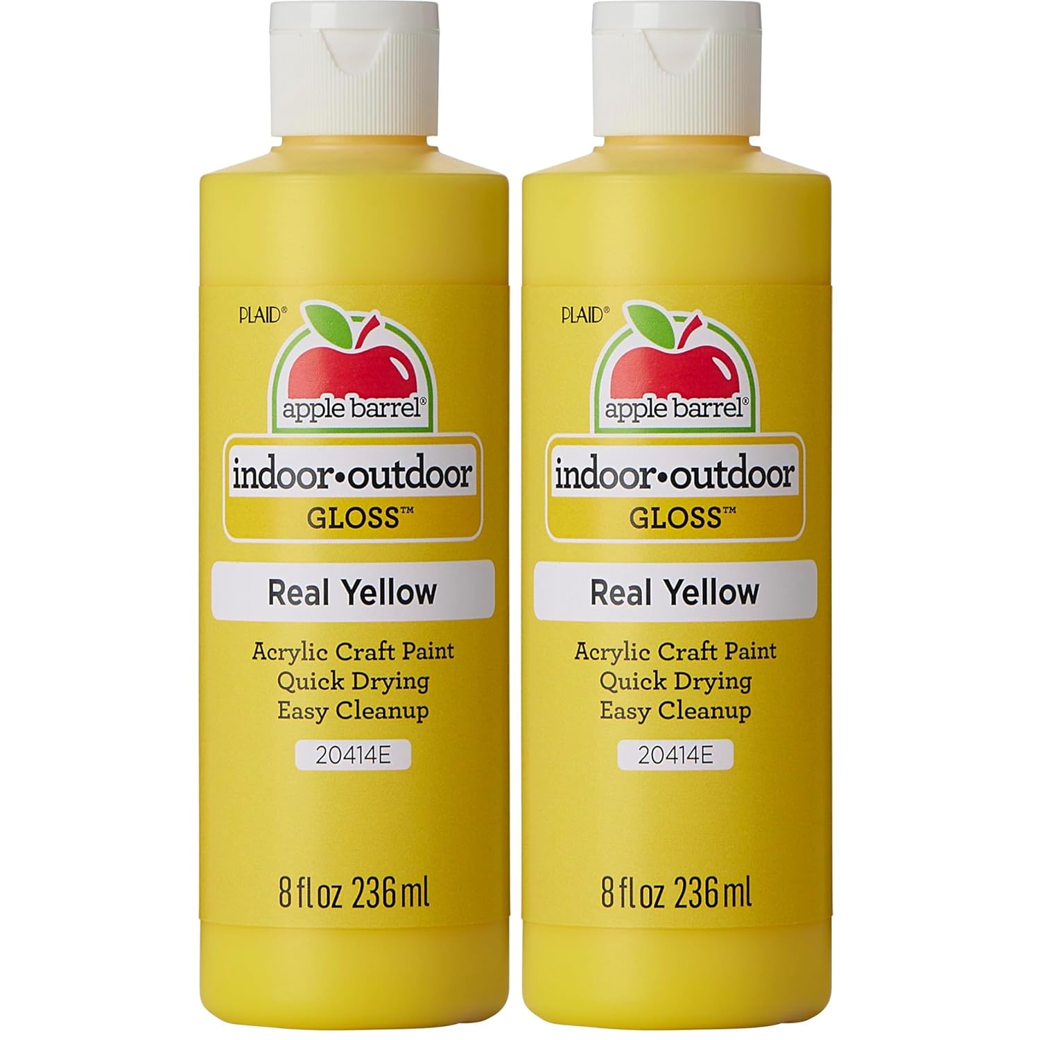 Apple Barrel Gloss Acrylic Paint in Assorted Colors (8 oz), Gloss Real Yellow (Pack of 2)