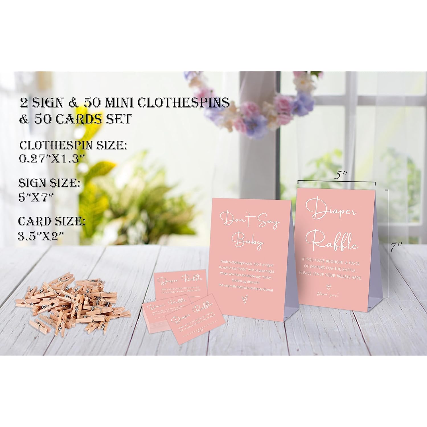 2 Rustic Baby Shower Games-Don'T Say Baby And Diaper Raffle Tickets Baby Shower Games,Baby Shower Decorations,Baby Shower Game Ideas,2 Sign & 50 Mini Clothespins & 50 Cards Set-Z1