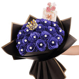 Glitter Roses Bouquet, 25 Artificial Flowers Glowing, Diy Fake Glitter Flowers Bouquet With Stem For Wedding Bouquets Anniversary Engagement Valentine'S Day Birthday (Blue)