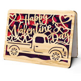 Happy Valentines Day Card For Husband Or Boyfriend - Made From Real Bamboo, 5" X 7" - 1 Pack (Envelope Included), Laser Cut, Pickup Truck Themed Valentines Card Husband Will Adore