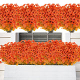 16 Bundles Fall Orange Artificial Flowers For Outdoor Fall Decor Uv Resistant Faux Flowers No Fade Fake Plastic Plants Garden Porch Window Box Decorating