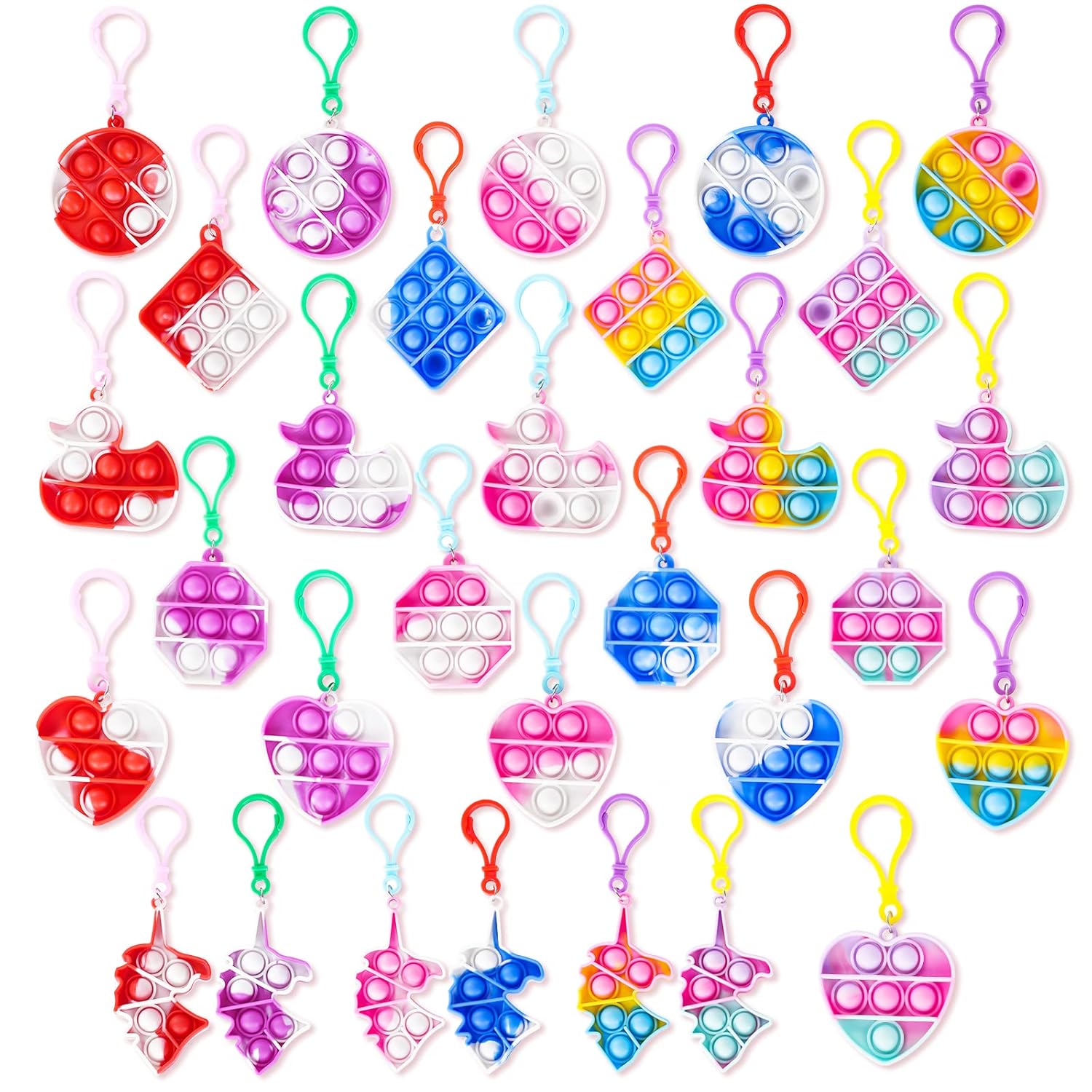 Kiddokids 28 Packs Valentines Day Gift Cards With Pop Keychains Fidget For Kids School Classroom, Pop Bubble Stress Relief Valentine’S Class Exchange Greeting Cards, Valentine Party Favors