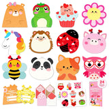 24 Pack Post Card-Style 4X5In Valentines Day Cards For Kids School With Envelopes & Temporary Tattoos, 10 Adorable Designs For Boys & Girls, Friends, With Printed Message - Gift, Mailing