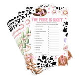 The Price Is Right Western Cowgirl Baby Shower Game Set - 30 Pcs Double-Sided Print Card - Gender Neutral Party Activities Favor & Supplies - Baby Shower Game For Girl - B02