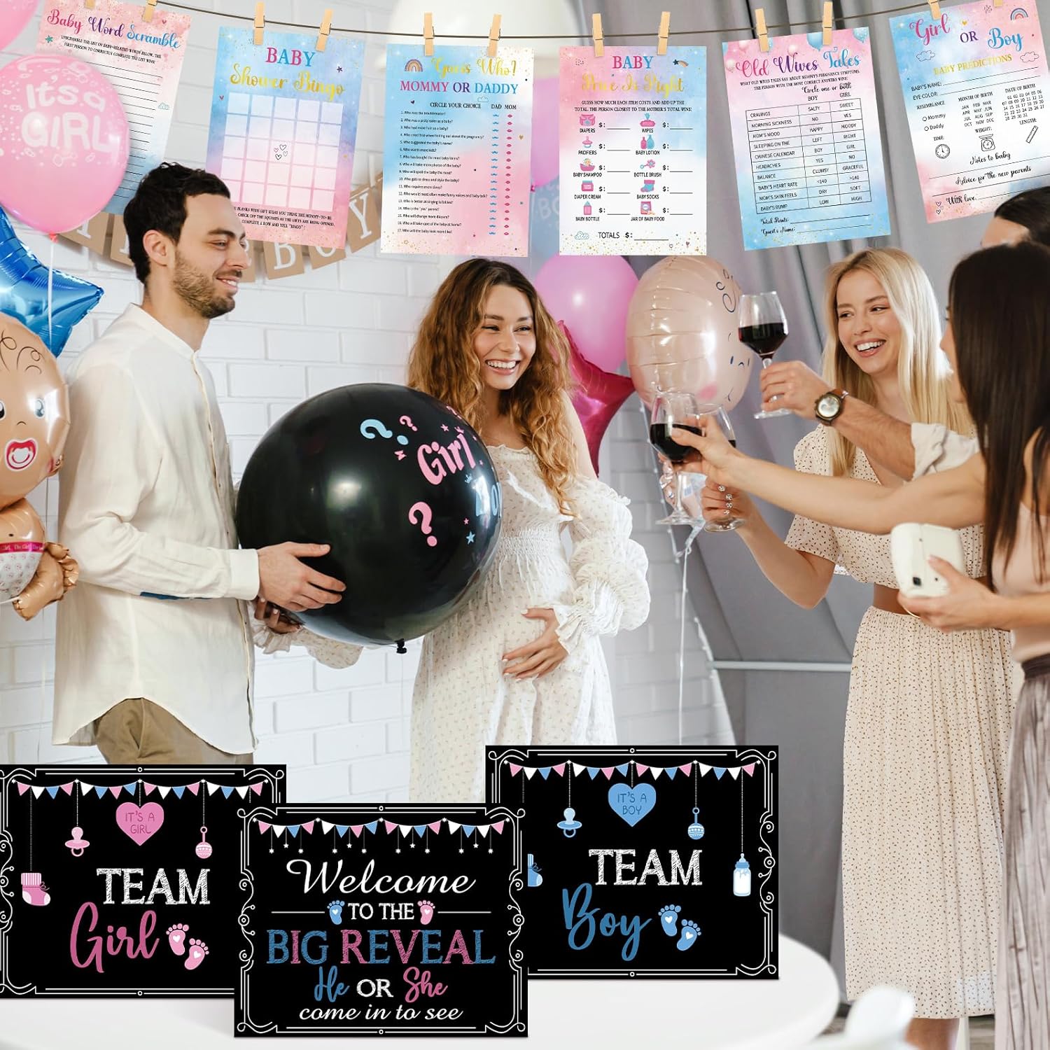 173 Pcs Gender Reveal Games For 25 Guests 6 Funny Baby Shower Games With 20 Pencils Boy Or Girl Gender Reveal Ideas Baby Bingo Prediction Guess Mommy Or Daddy Old Wives Tales Word Scramble