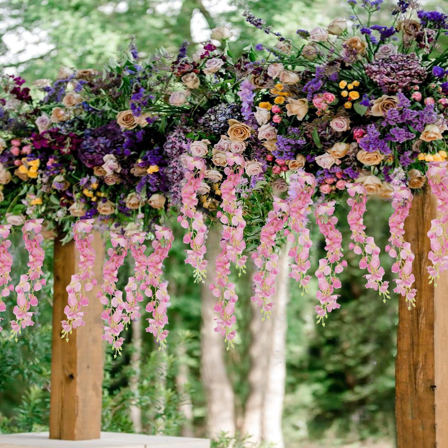 2 Pcs Wisteria Hanging Flowers Wisteria Flowers Vine Garland Wedding Arch Decoration Pink Artificial Wisteria Vines Hanging Flower Vines Silk For Party Garden Home Table Backdrop 6 Feet