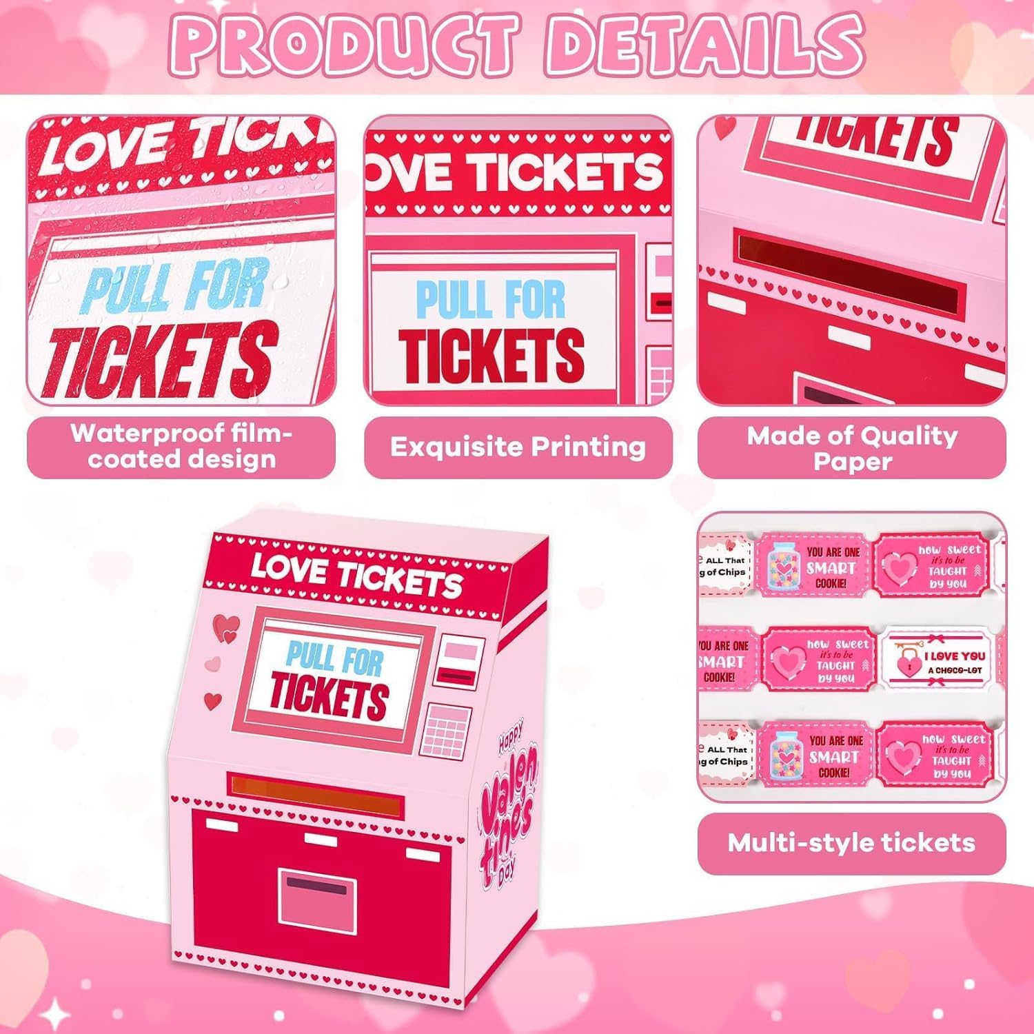 Valentine Boxes For Kids Valentines Day Cards For Kids Love Tickets Machine Boxes With 27 Valentine Cards For Girls Boys Valentines Gifts For School Class Classroom Exchange Gifts Party Favors