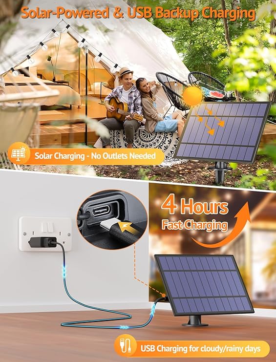 25FT Solar G40 String Lights Waterproof Dimmable Patio Lights with Remote 10+1 Bulbs