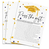 20 Pcs Graduation Game Card Class Of 2025, Golden Graduation Cap Pass The Gift Game Card, 2025 Graduation Games For Senior High School College Graduation Party Activities And Decorations - A02