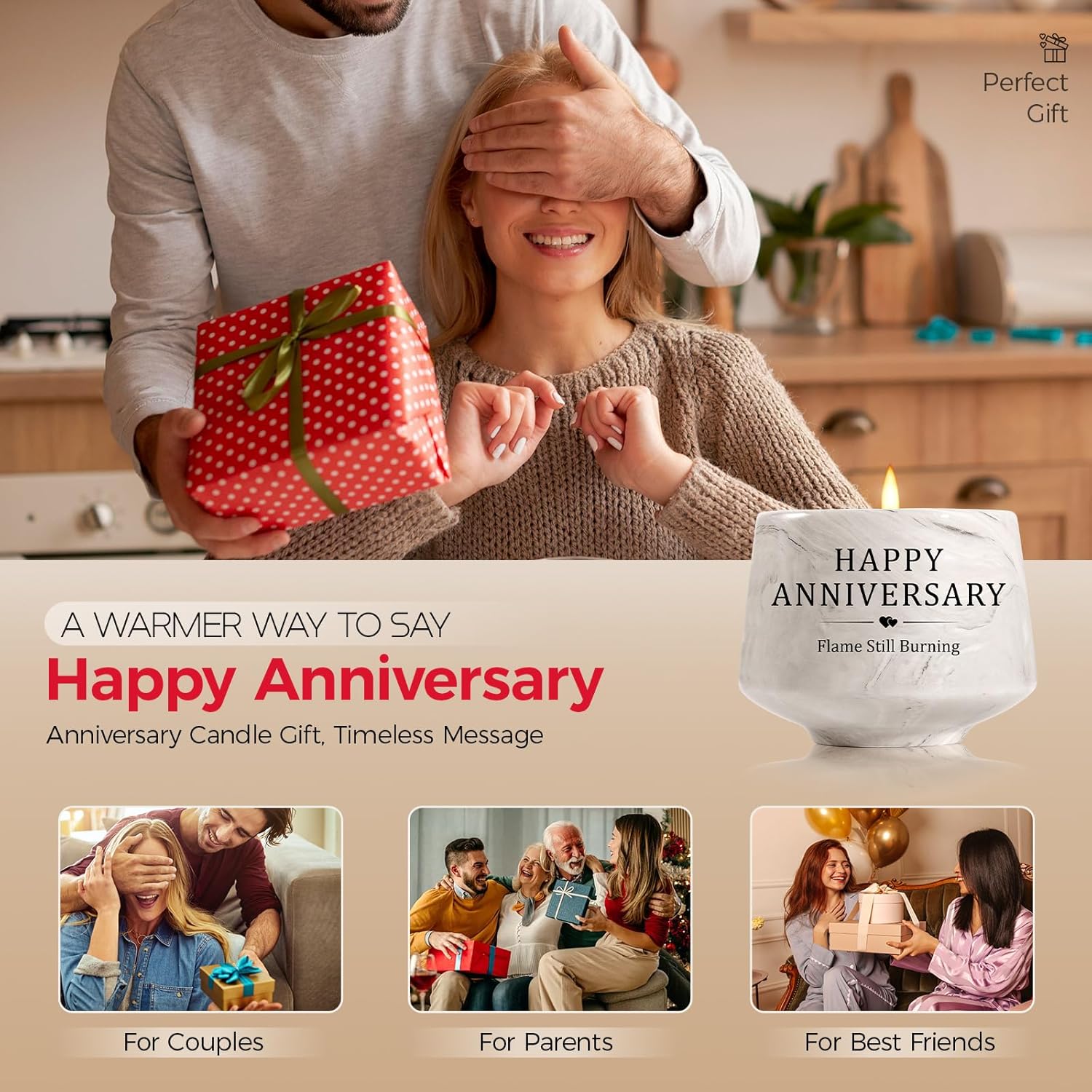 Happy Anniversary Candle – Aniversario Gifts For Couple,Women,Men 6Oz Lavender Scented Candle,Anniversary Romantic Gifts For Him & Her