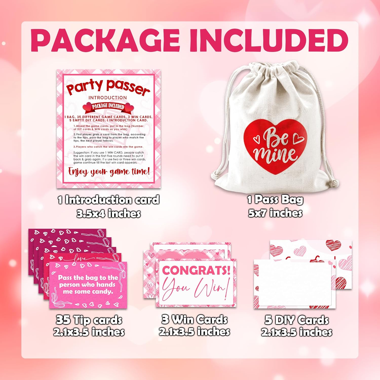 Valentine'S Day Pass The Bag Game -44 Fun Game Cards & 1 Heart - Print Canvas Bag - Valentine'S Party Games For Teens & Adults - Date Night Icebreaker, Home & Office Party Activity & Supplies - A01