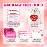 Valentine'S Day Pass The Bag Game -44 Fun Game Cards & 1 Heart - Print Canvas Bag - Valentine'S Party Games For Teens & Adults - Date Night Icebreaker, Home & Office Party Activity & Supplies - A01