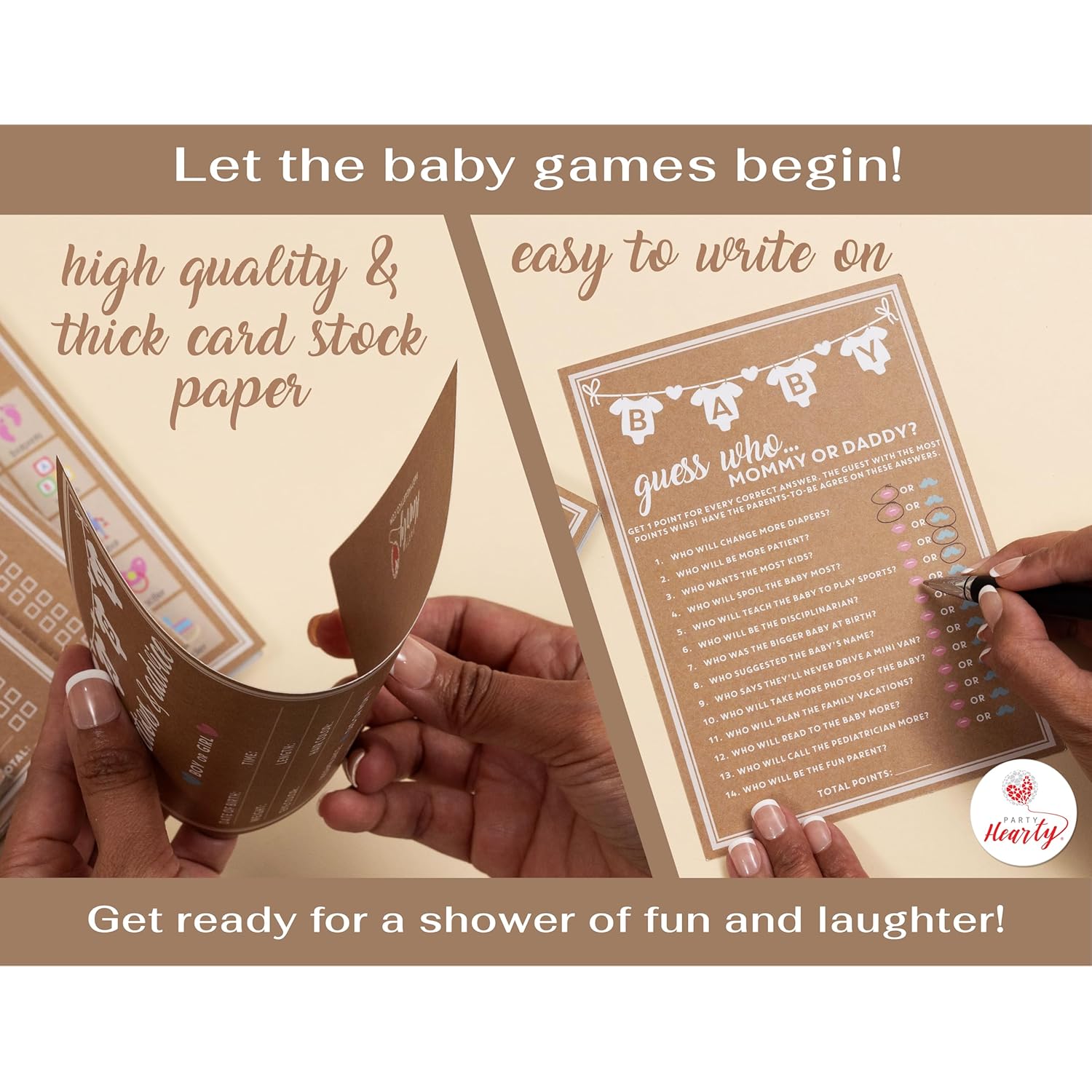 Baby Shower Games For Girl Or Boy, 250 Pcs 5 Games Activities Cards, Funny Baby Shower Games, Gender Neutral, Baby Shower Ideas