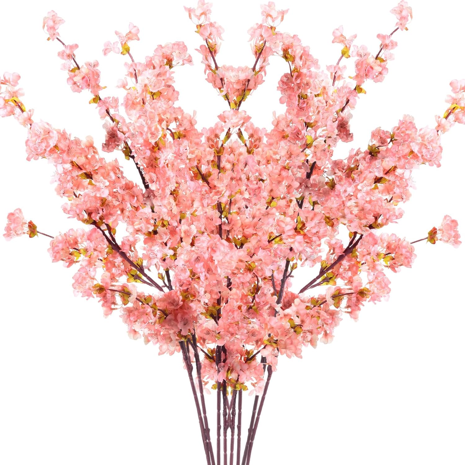 8 Pcs Silk Cherry Blossom Branches Cherry Blossom Tree Stems Long Stem Artificial Flowers For Tall Vase Flowers For Home Wedding Vase Floral Arrangements (Pink,39.4")