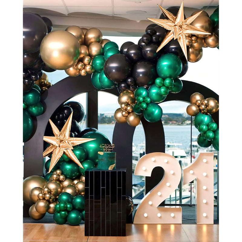 Emerald Green And Gold Balloon Garland Arch Kit Luxury Customized Doub