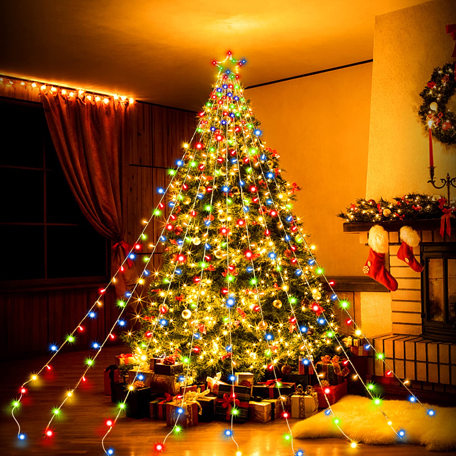 Christmas Decorations Christmas String Lights Outdoor, 320 Led Star Lights With Timer [8 Mode/Ip44 Waterproof] Fairy Lig
