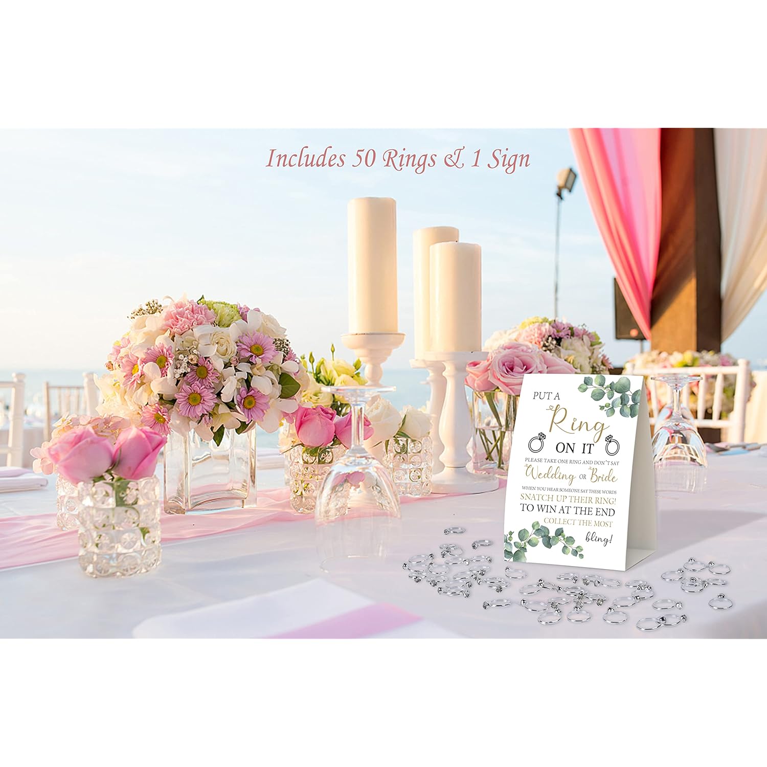 Put A Ring On It,Don'T Say Bride Or Wedding Game,Bridal Shower Games 50 Guests,Greenery Eucalyptus Bridal Shower,Engagement Party,Bachelorette Decorations For Party,Bridal Shower Favors-L1