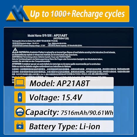 Acer AP21A8T AP21A7T 90Wh Laptop Battery Replacement for Nitro 5 PH18 Predator