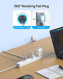 Surge Protector Power Strip 5 Outlets 4 USB Ports 2 USB C 360° Rotating Flat Plug 6FT White
