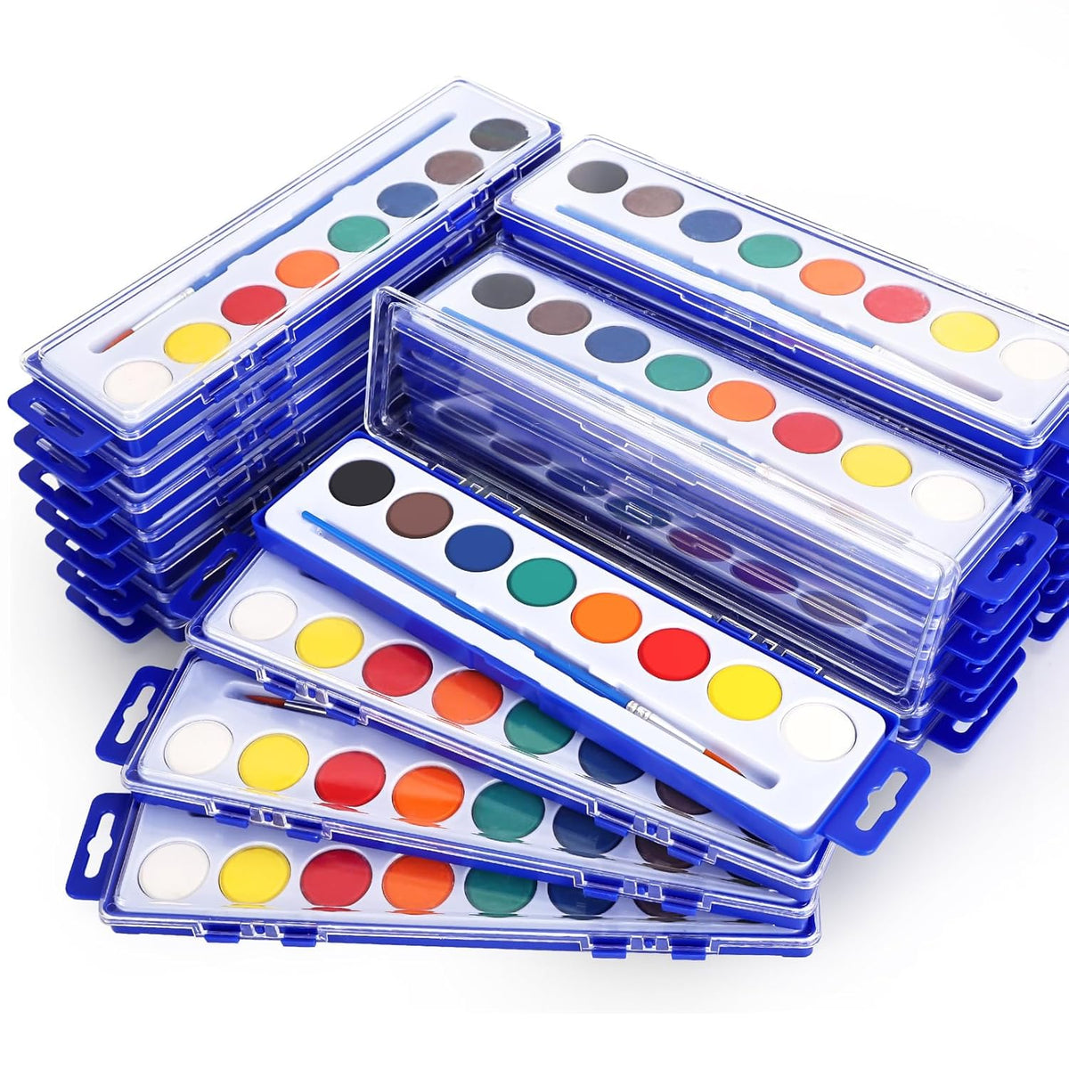 24 Pack Watercolor Paint Set, 8 Colors Watercolor Paint Set Bulk With Paint Brushes, Washable Paint, Art Supplies For Classroom, Parties