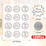 Merry Christmas Gift Stickers,120Pcs 2Inch Christmas Envelope Seal Label Sticker,Self-Adhesive Merry And Bright Stickers,Light Design Xmas Holly And Jolly Sticker,Happy Holiday Sticker For Card