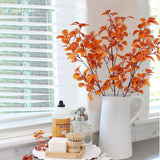 3 Pcs Artificial Fall Leaves With Stems Artificial Maple Leaves Branches Autumn Faux Leaf For Thanksgiving Home Indoor Outdoor Kitchen Festival Autumns Table Centerpieces Decoration Orange