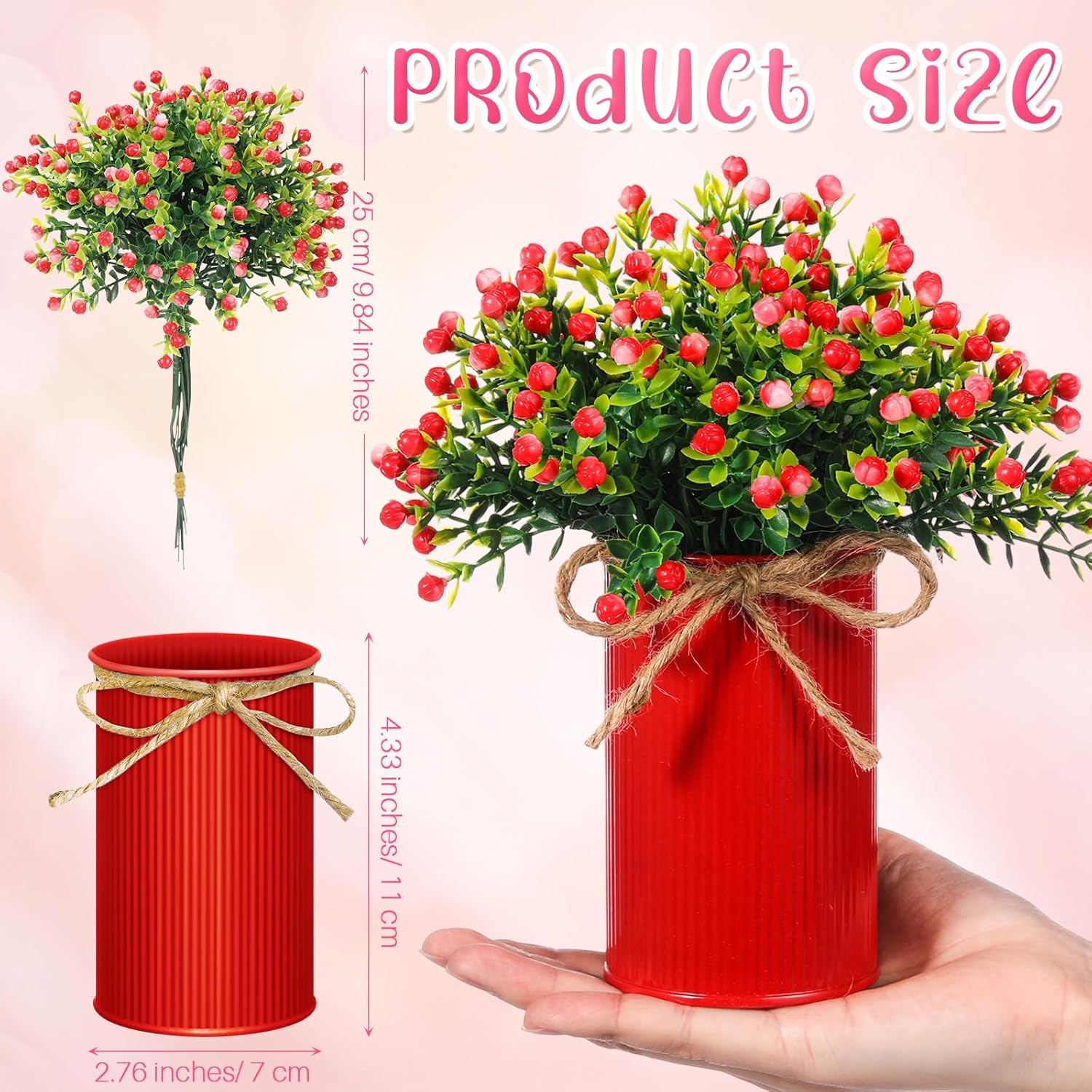 6 Sets Summer Spring Table Centerpieces Decoration Artificial Milan Flower Bouquet With Metal Pot Farmhouse Floral Centerpiece Summer Decoration For Home Dining Room Bathroom Office Party Decor