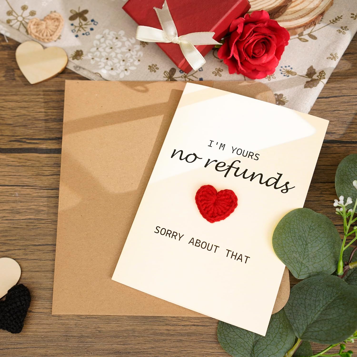 Valentines Day Card, Valentines Day Gifts For Him, Love Notes Card With Mini Heart Crochet, Romantic Valentine’S Day Card For Girlfriend, Boyfriend, Wife Or Husband, Long Distance Relationship