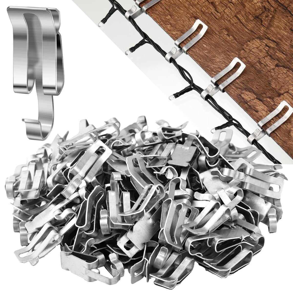 150 Pcs Christmas Light Clips Metal Gutter Clips For Hanging Outdoor Lights For Seasonal Lighting Gutter Hooks Christmas Light Asphalt Shingle Roof Hanging Festival Xmas Outside Decoration