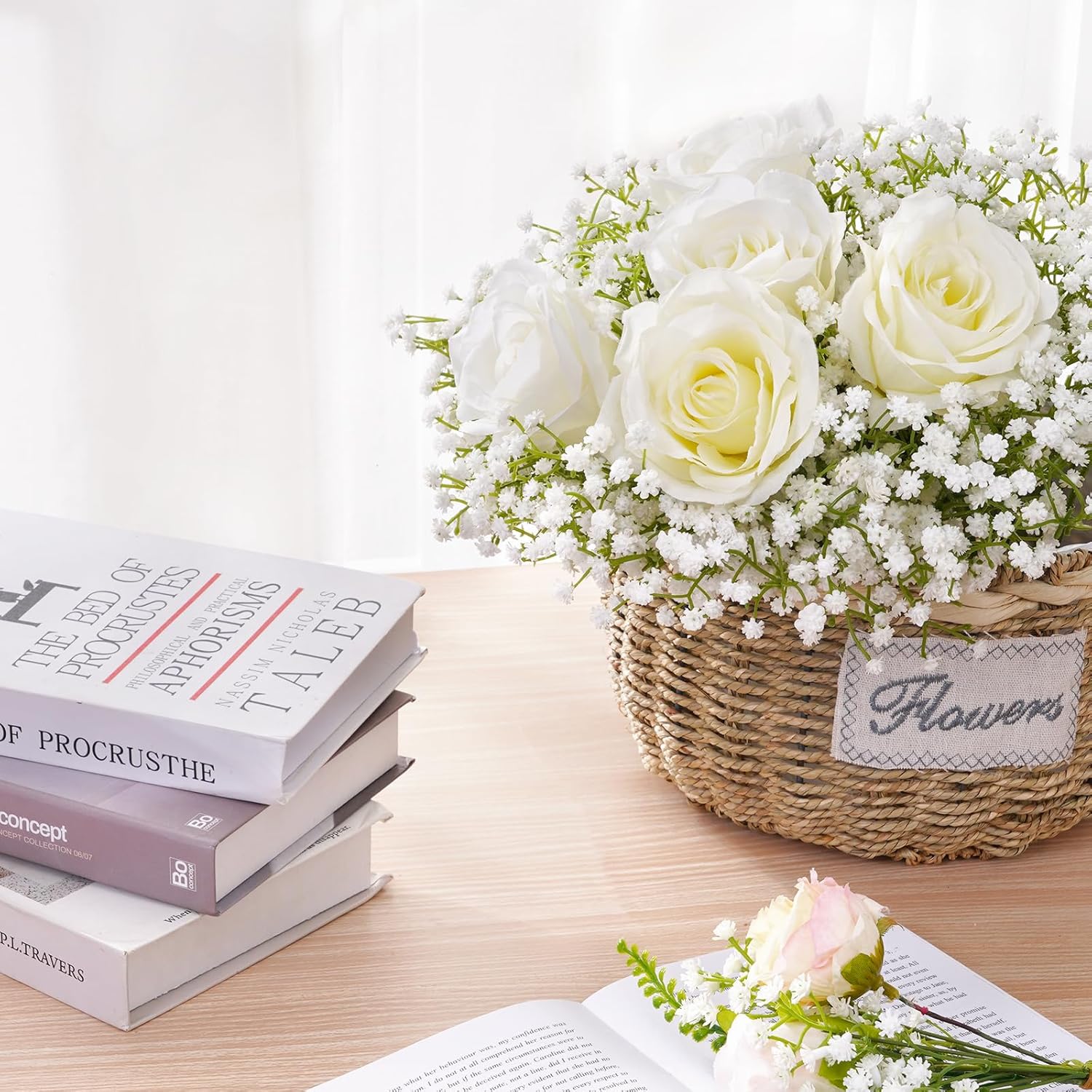 15Pcs Babys Breath Artificial Flowers, Baby Breath Flowers Artificial Bulk, Real Touch Fake White Flowers, Faux Babies Breath Gypsophila For Wedding Home Decor Floral Arrangement