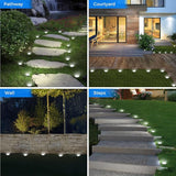 12 Pack Mini Solar Ground Lights Cool White Waterproof Flat Disc Garden Pathway Lights