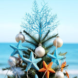 6 Pcs Blue Coastal Ornaments For Christmas Tree Pick 16.9 Inch Coral Coastal Ocean Branch Picks Xmas Artificial Flowers Tree Filler Twigs For Wreath Vase Gift Display